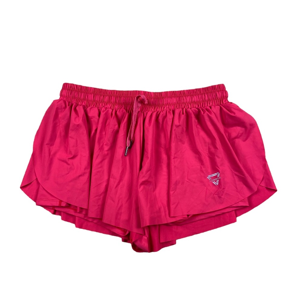 Luogongzi 2 in 1 Flowy Running Shorts for Women Gym Yoga Athletic Women Pink XL
